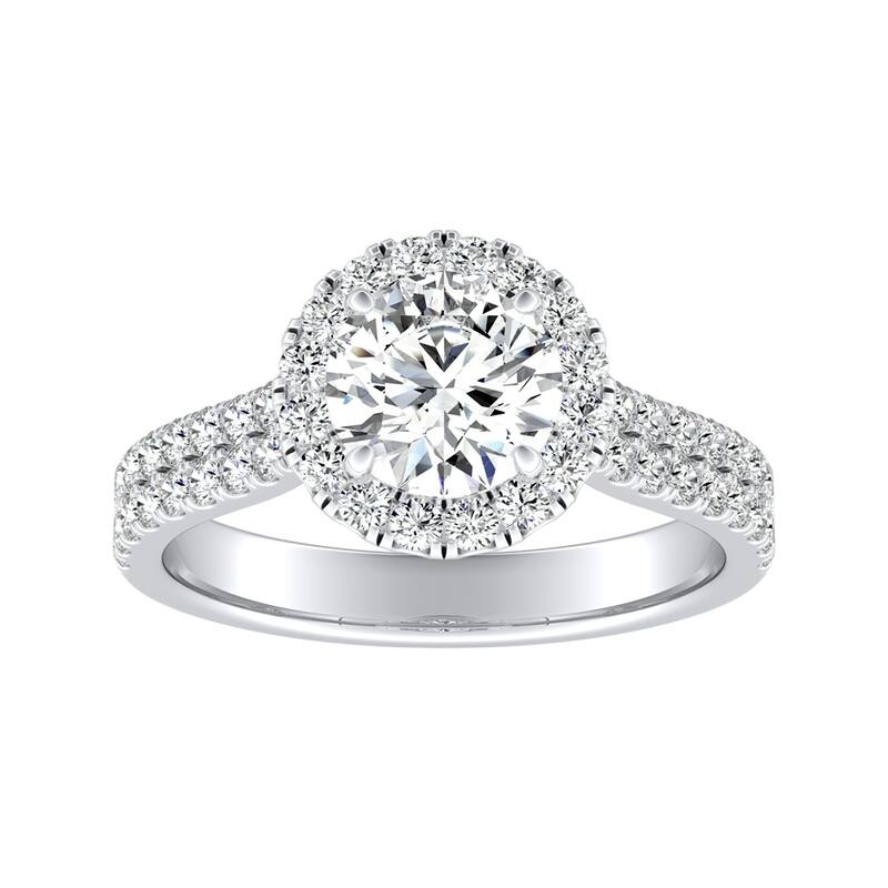 Auriya 14k Gold 1 1/2ct Round Moissanite Halo Diamond Engagement Ring 1/2ctw