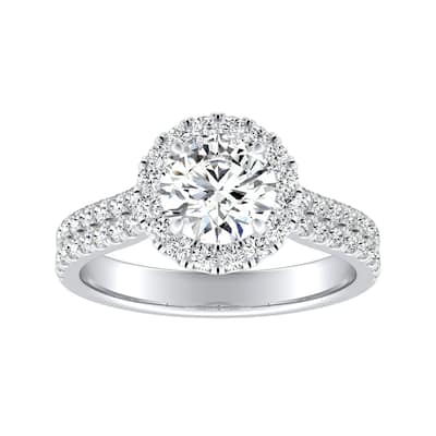 Auriya 14k Gold 1 1/2ct Round Moissanite Halo Diamond Engagement Ring 1/2ctw
