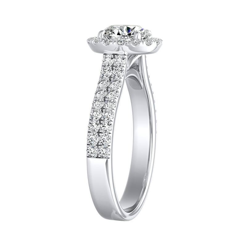 Auriya 14k Gold 3ct Round Moissanite Halo Diamond Engagement Ring 1/2ctw
