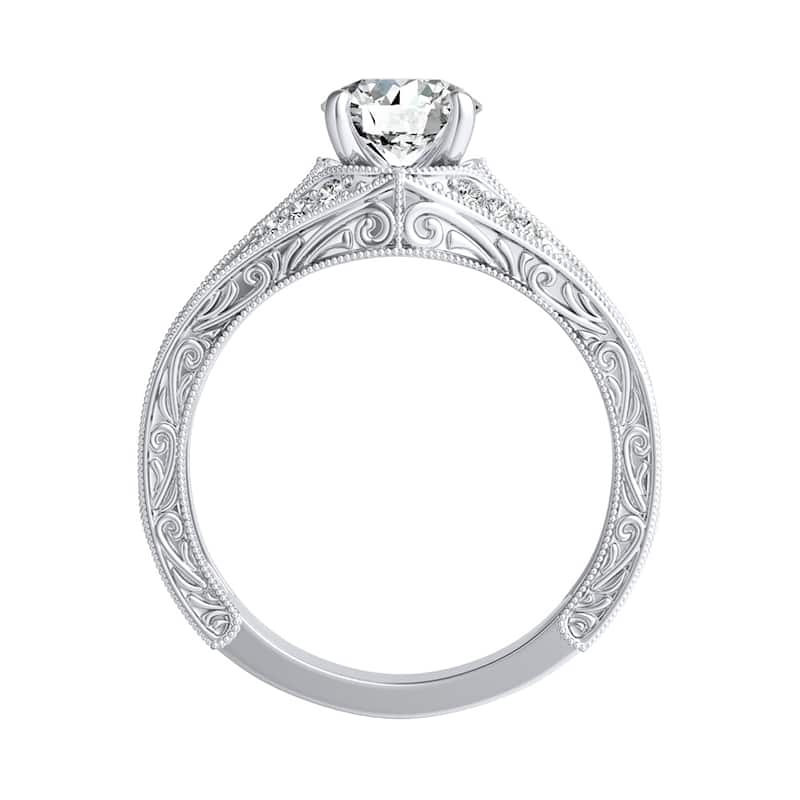 Auriya 14k Gold Ornate Vintage 1 1/2ct Round Moissanite and 1/4ct TDW Diamond Engagement Ring (G-H, VS1-VS2)