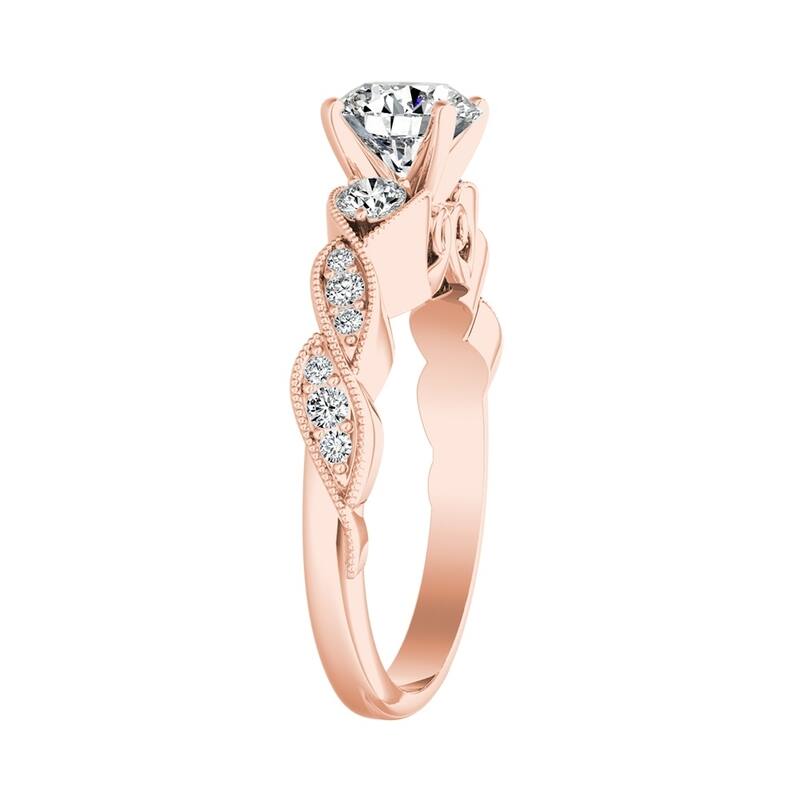 Auriya 14k Gold Vintage Round 2ct Moissanite and 1/4ct TDW Diamond Engagement Ring (G-H, VS1-VS2)