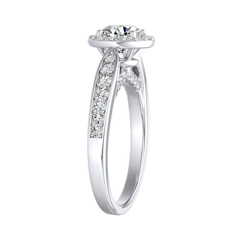 Auriya 14k Gold 2 1/2ct Round Moissanite and 1/2ct TDW Diamond Halo Engagement Ring