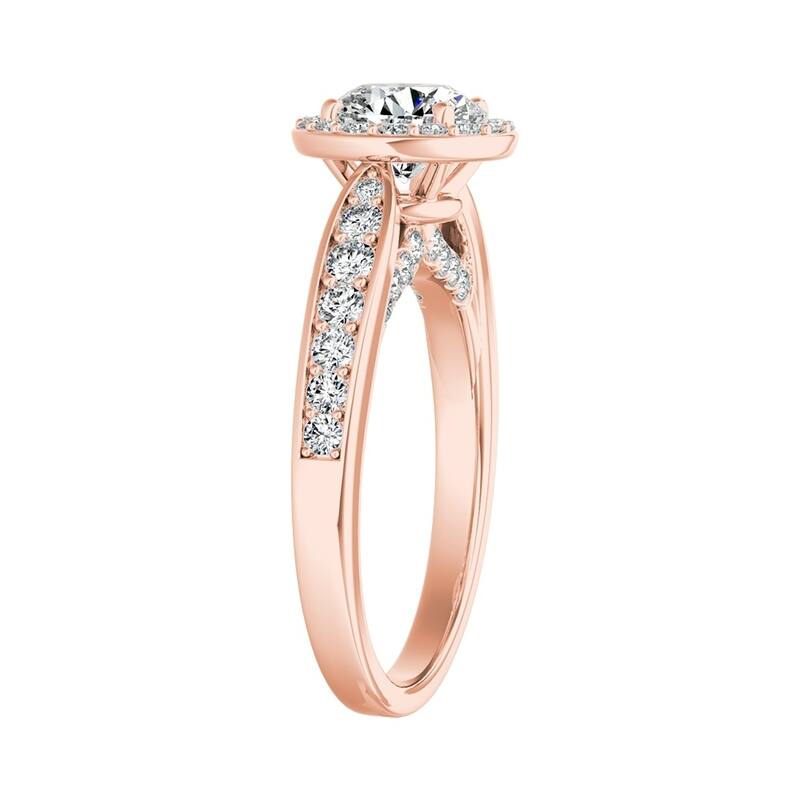 Auriya 14k Gold 2 1/2ct Round Moissanite and 1/2ct TDW Diamond Halo Engagement Ring