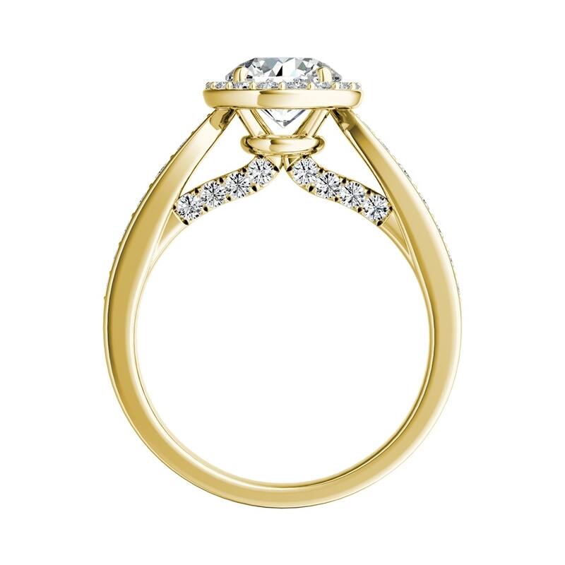 Auriya 14k Gold 2 1/2ct Round Moissanite and 1/2ct TDW Diamond Halo Engagement Ring