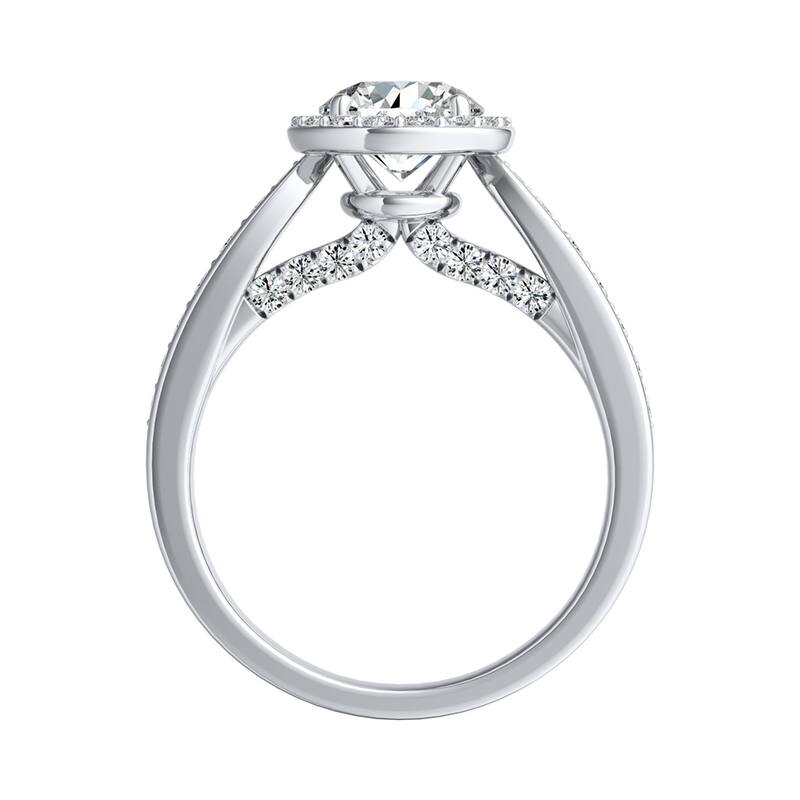 Auriya 14k Gold 2 1/2ct Round Moissanite and 1/2ct TDW Diamond Halo Engagement Ring