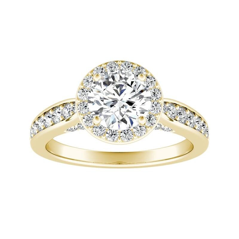 Auriya 14k Gold 2 1/2ct Round Moissanite and 1/2ct TDW Diamond Halo Engagement Ring
