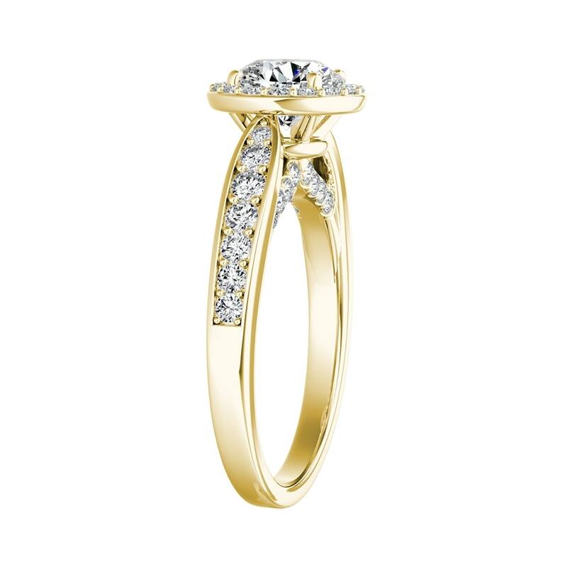 Auriya 14k Gold 2 1/2ct Round Moissanite and 1/2ct TDW Diamond Halo Engagement Ring