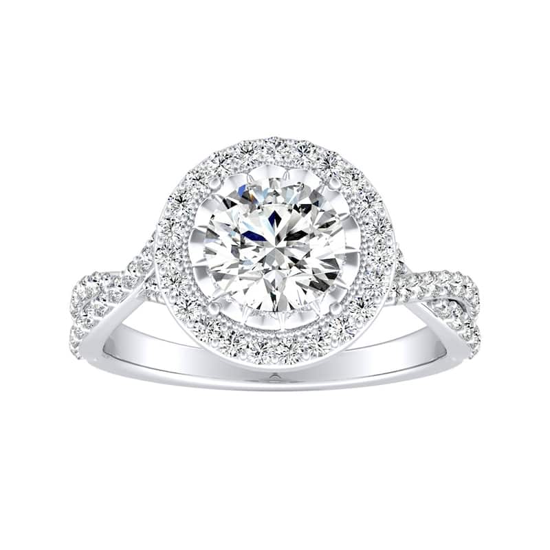 Auriya 14k Gold Vintage 3/4ct Moissanite Halo Diamond Engagement Ring 3/8ctw
