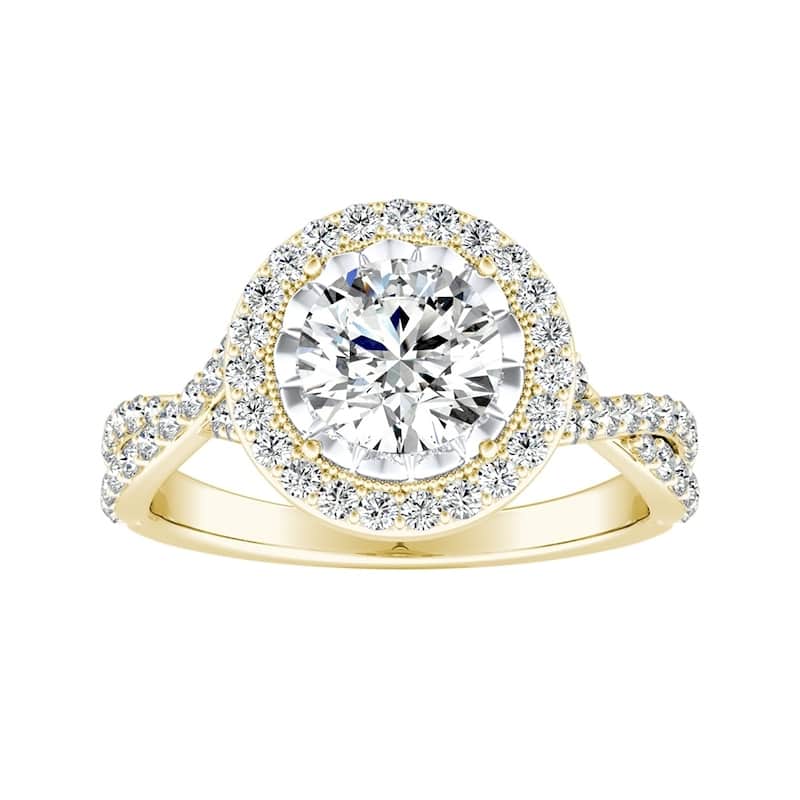 Auriya 14k Gold Vintage 3/4ct Moissanite Halo Diamond Engagement Ring 3/8ctw