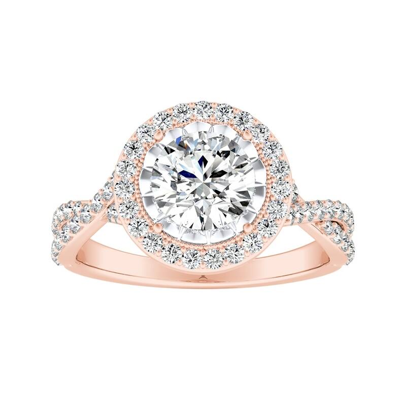 Auriya 14k Gold Vintage 1ct Moissanite Halo Diamond Engagement Ring 3/8ctw