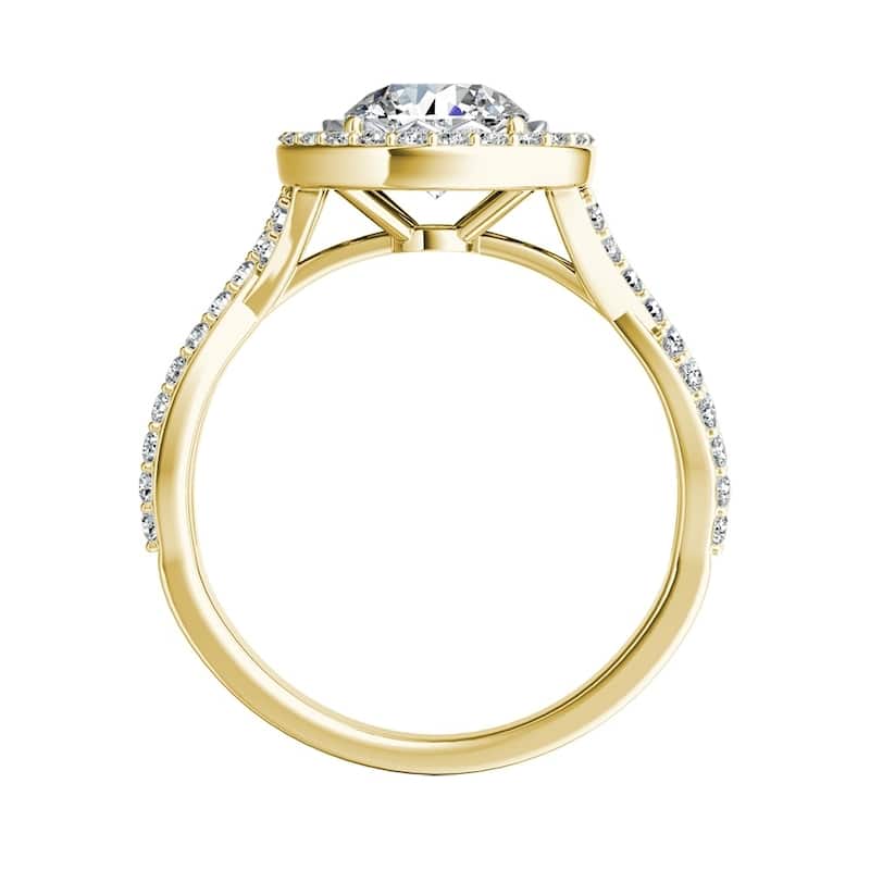 Auriya 14k Gold Vintage 1ct Moissanite Halo Diamond Engagement Ring 3/8ctw