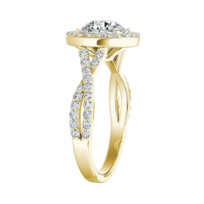 Auriya 14k Gold Vintage 1ct Moissanite Halo Diamond Engagement Ring 3/8ctw