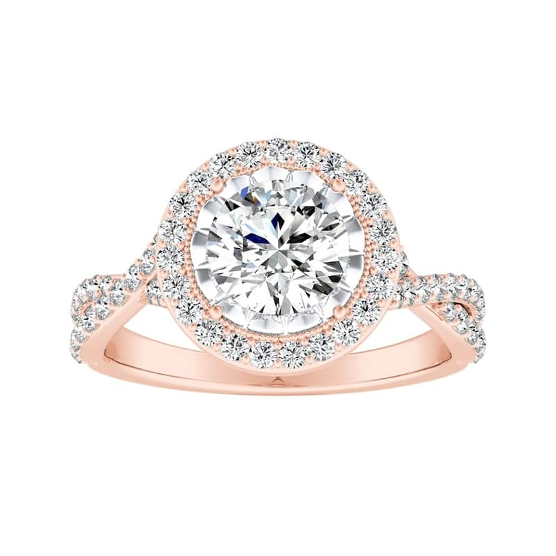 Auriya 14k Gold Vintage 3ct Moissanite Halo Diamond Engagement Ring 3/8ctw