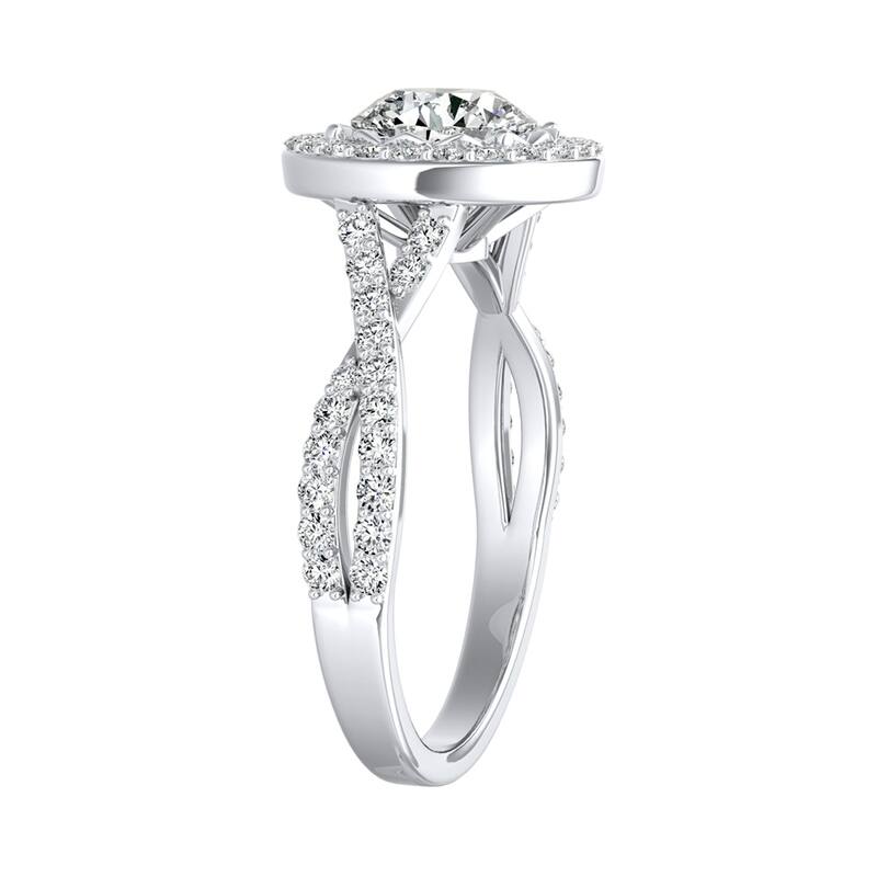 Auriya 14k Gold Vintage 3ct Moissanite Halo Diamond Engagement Ring 3/8ctw