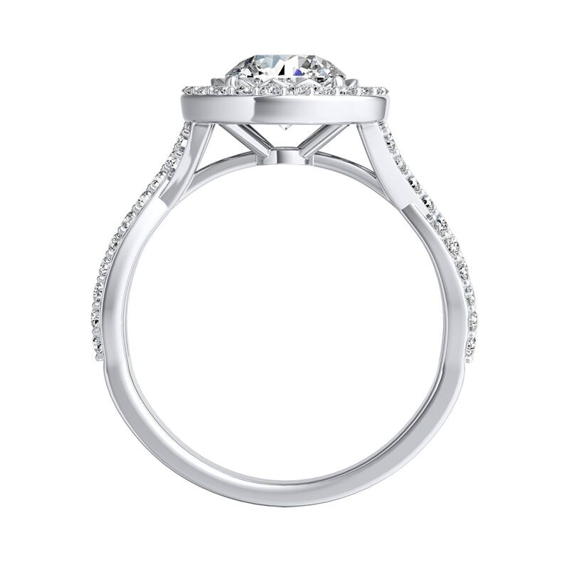 Auriya 14k Gold Vintage 2ct Moissanite Halo Diamond Engagement Ring 3/8ctw