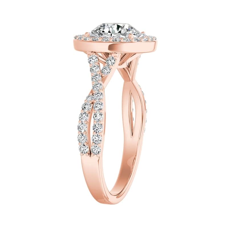 Auriya 14k Gold Vintage 2 1/2ct Moissanite Halo Diamond Engagement Ring 3/8ctw
