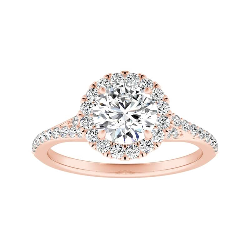 Auriya 14k Gold 1/2ct Moissanite Halo Diamond Engagement Ring 1/3ctw