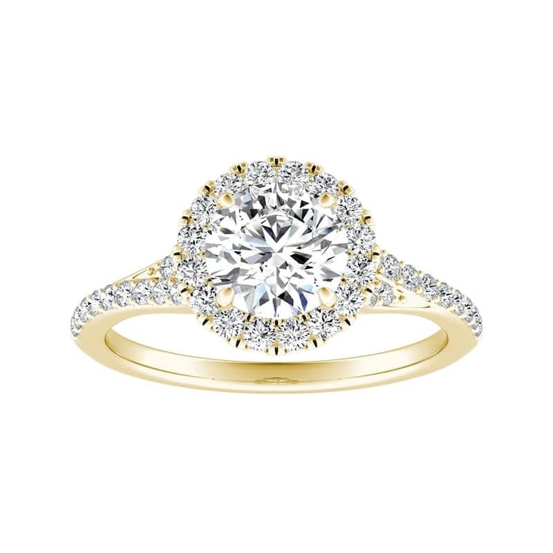 Auriya 14k Gold 1/2ct Moissanite Halo Diamond Engagement Ring 1/3ctw