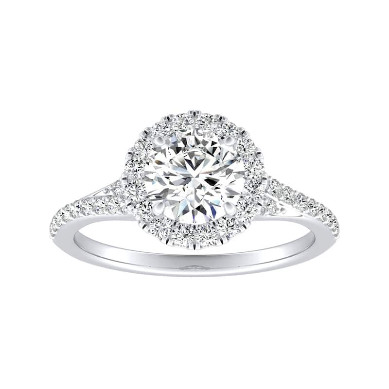 Auriya 14k Gold 1/2ct Moissanite Halo Diamond Engagement Ring 1/3ctw
