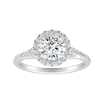 Auriya 14k Gold 1/2ct Moissanite Halo Diamond Engagement Ring 1/3ctw