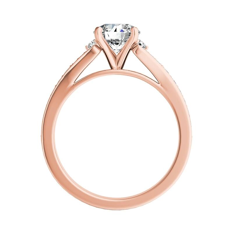 Auriya Round 3/4ct Moissanite and 1/4ct TDW Diamond Engagement Ring 14k Gold