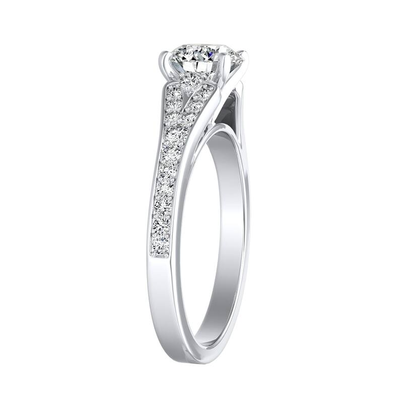 Auriya Round 3/4ct Moissanite and 1/4ct TDW Diamond Engagement Ring 14k Gold