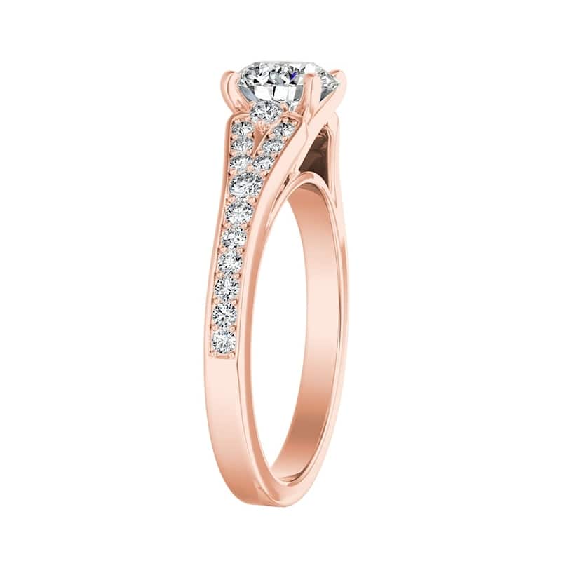 Auriya Round 1 1/2ct Moissanite and 1/4ct TDW Diamond Engagement Ring 14k Gold