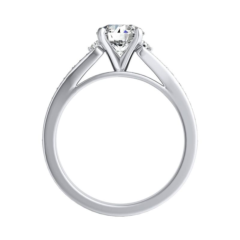 Auriya Round 1 1/2ct Moissanite and 1/4ct TDW Diamond Engagement Ring 14k Gold