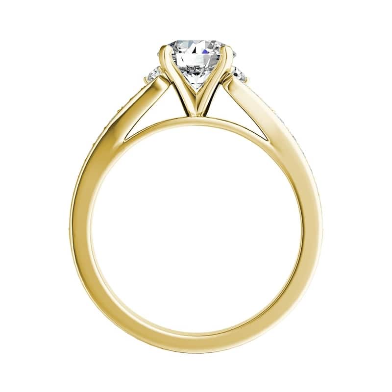Auriya Round 1 1/2ct Moissanite and 1/4ct TDW Diamond Engagement Ring 14k Gold
