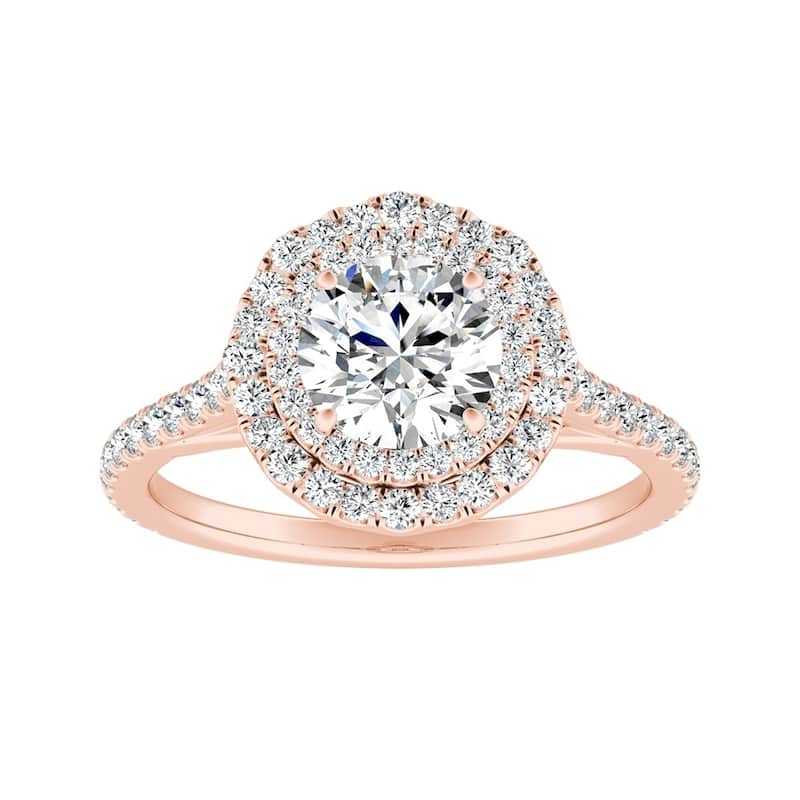 Auriya 14k Gold 1ct Moissanite Halo Diamond Engagement Ring 1/2ctw