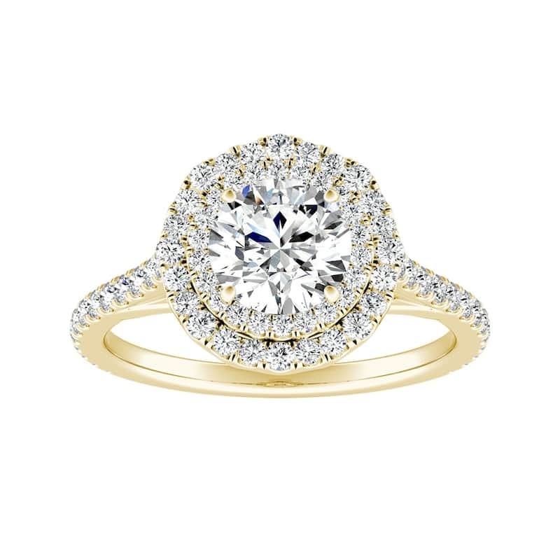 Auriya 14k Gold 1ct Moissanite Halo Diamond Engagement Ring 1/2ctw