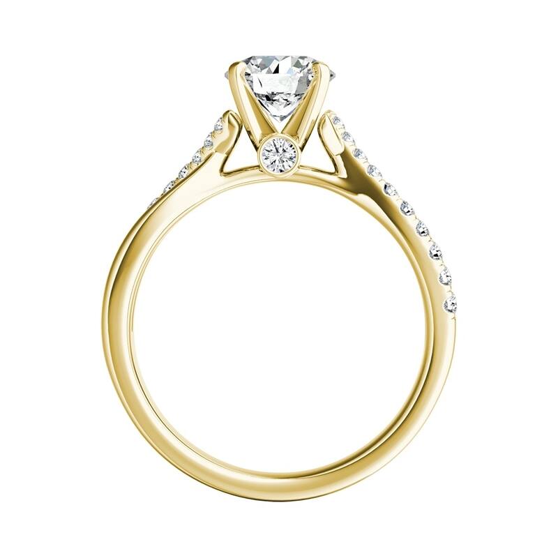 Auriya 14k Gold Round 3ct Moissanite and 1/5ct TDW Diamond Engagement Ring