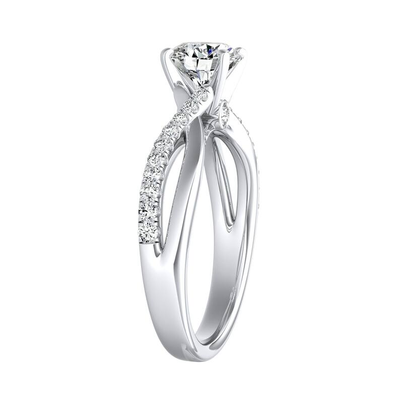 Auriya 14k Gold Round 3ct Moissanite and 1/5ct TDW Diamond Engagement Ring
