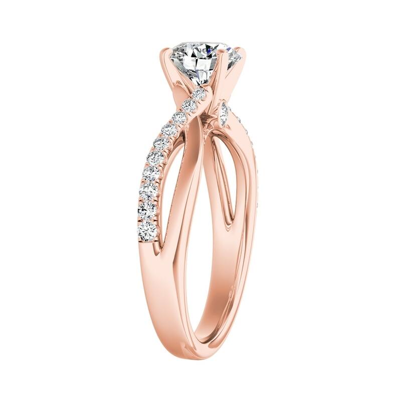 Auriya 14k Gold Round 3ct Moissanite and 1/5ct TDW Diamond Engagement Ring