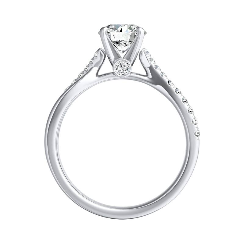 Auriya 14k Gold Round 3ct Moissanite and 1/5ct TDW Diamond Engagement Ring