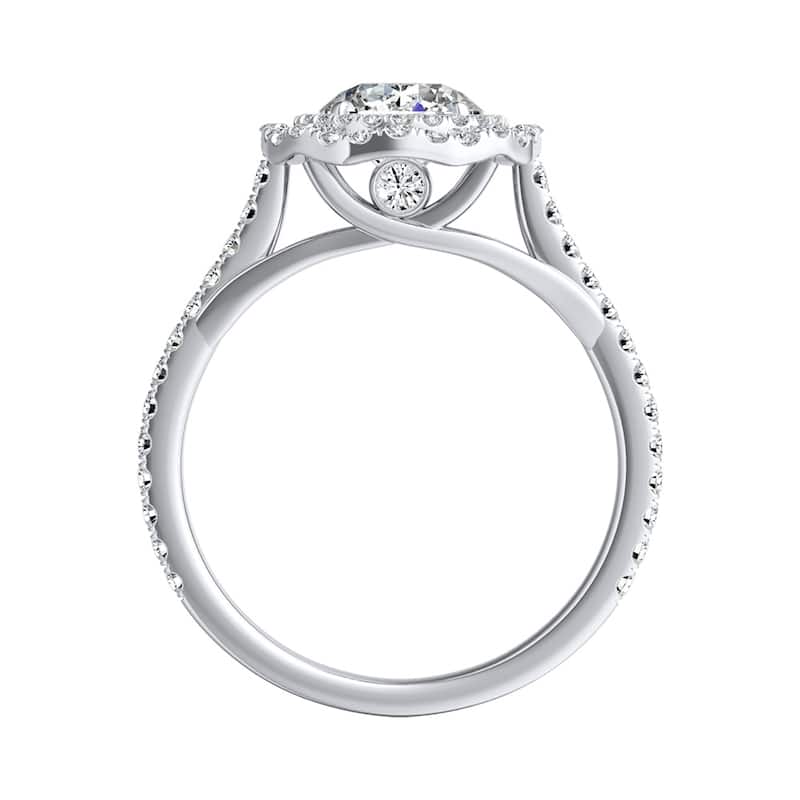 Auriya 14k Gold 3/4ct Moissanite Halo Diamond Engagement Ring 1/2ctw