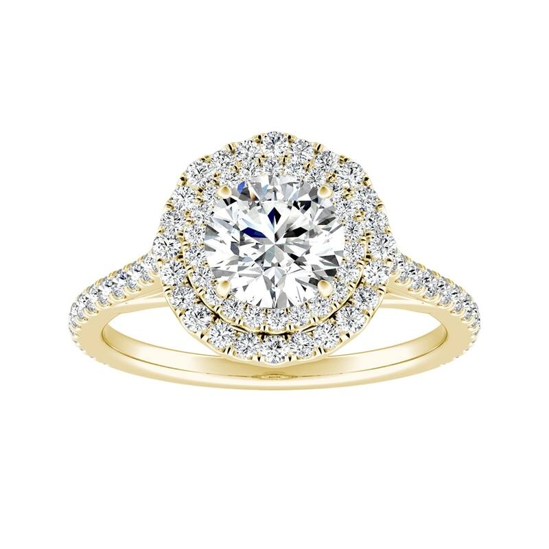 Auriya 14k Gold 1 1/2ct Moissanite Halo Diamond Engagement Ring 1/2ctw