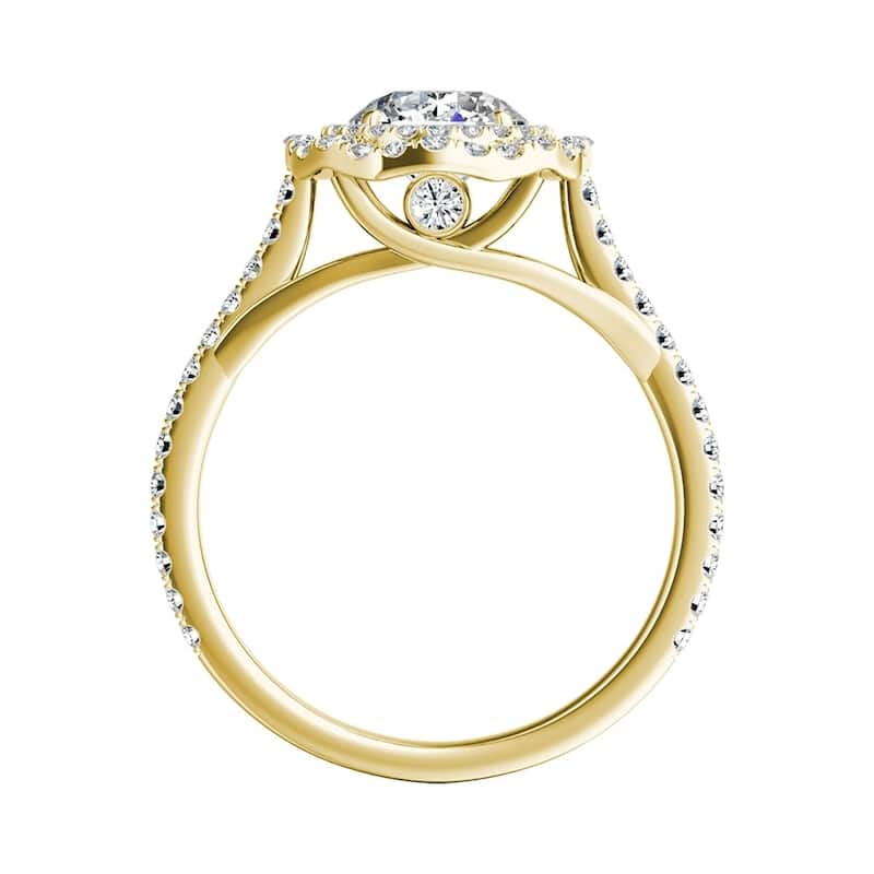 Auriya 14k Gold 1 1/2ct Moissanite Halo Diamond Engagement Ring 1/2ctw