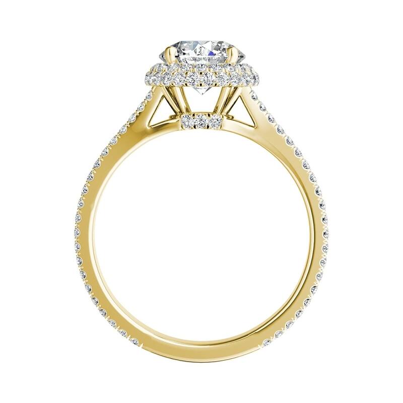 Auriya 14k Gold Round Double Edged 3ct Moissanite and 1/2ct TDW Halo Diamond Engagement Ring