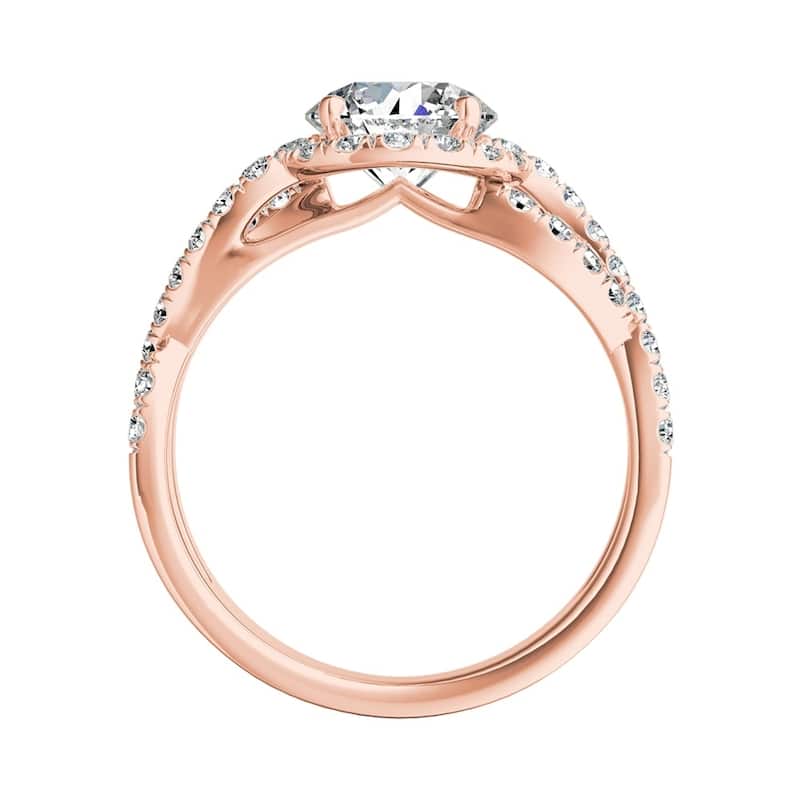 Auriya 14k Gold Round 3ct Moissanite and 5/8ct TDW Halo Diamond Infinity Engagement Ring