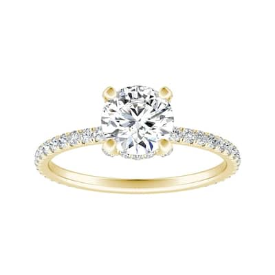 Auriya 14k Gold Classic 2ct Moissanite and Diamond Engagement Ring 1/3ctw