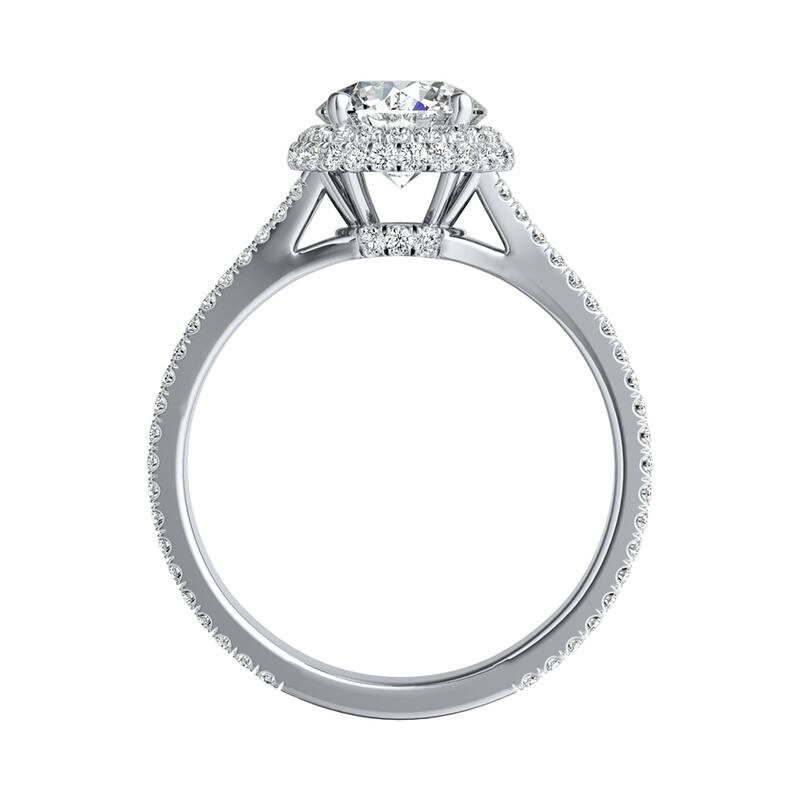 Auriya Round Double Edged 2ct Moissanite and 1/2ct TDW Halo Diamond Engagement Ring 14k Gold