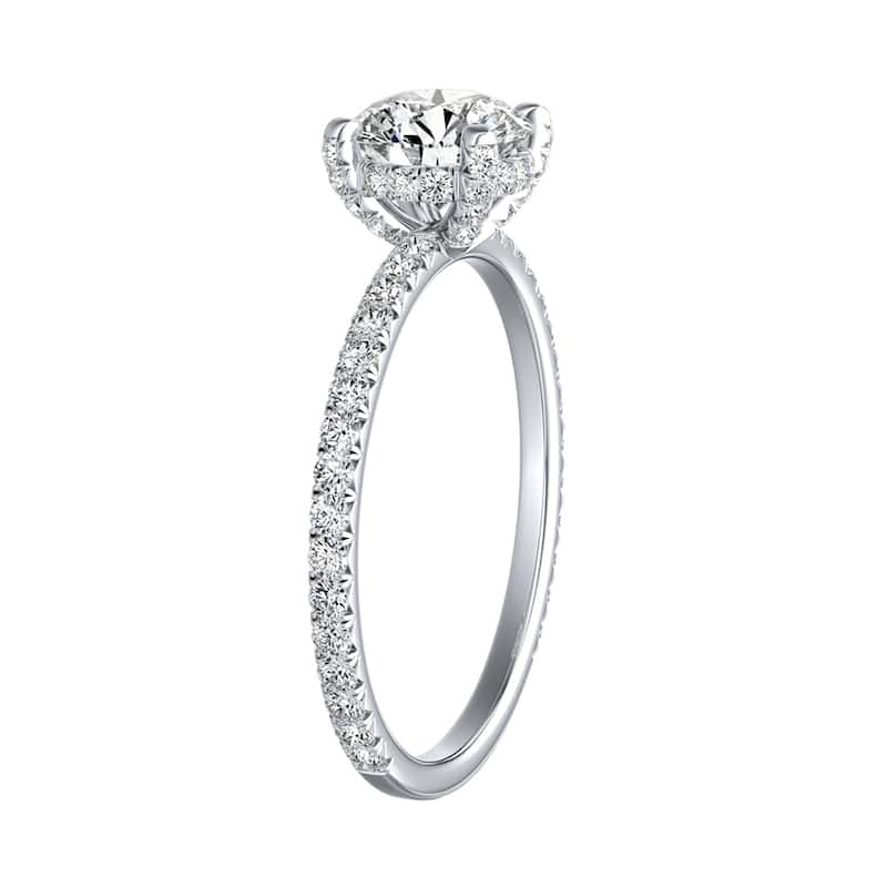 Auriya 14k Gold Classic 1ct Moissanite and Diamond Engagement Ring 1/3ctw