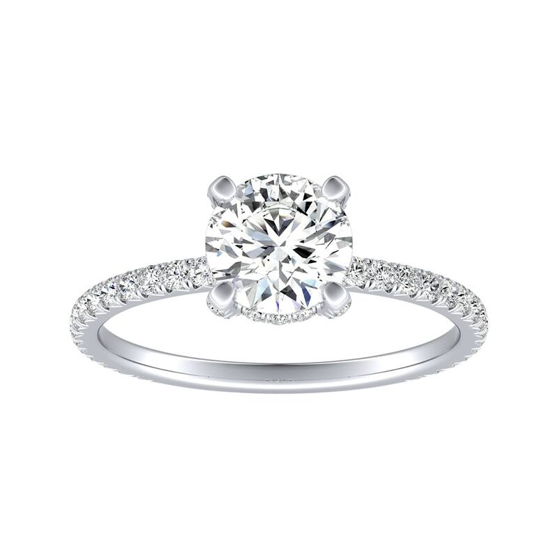 Auriya 14k Gold Classic 1ct Moissanite and Diamond Engagement Ring 1/3ctw - White - 4