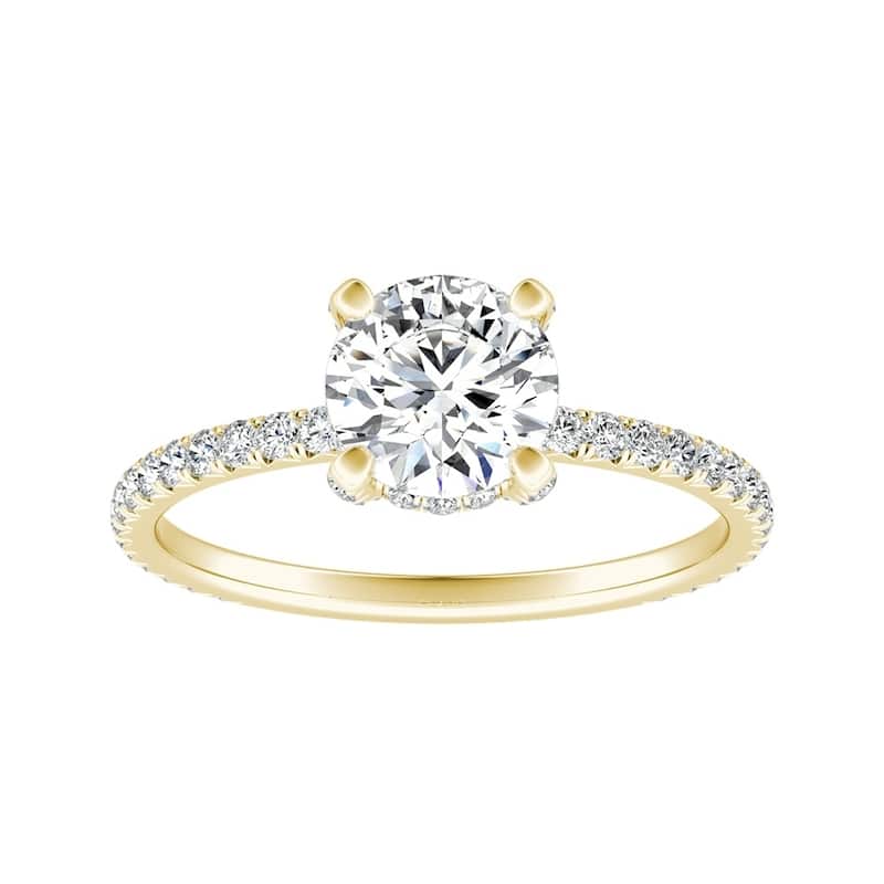 Auriya 14k Gold Classic 3/4ct Moissanite and Diamond Engagement Ring 1/3ctw