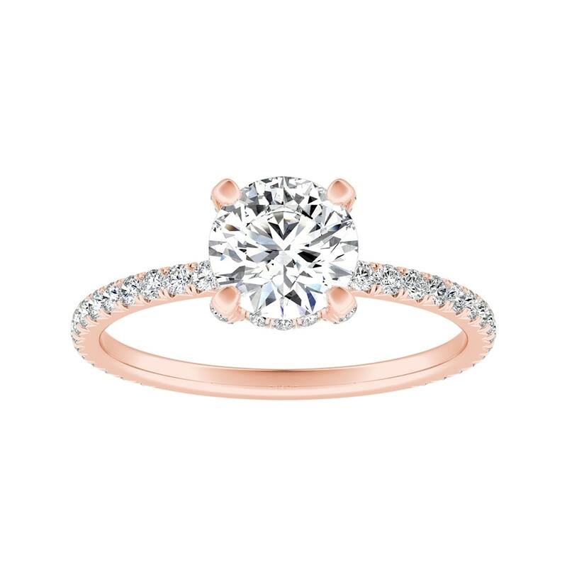 Auriya 14k Gold Classic 3ct Moissanite and Diamond Engagement Ring 1/3ctw