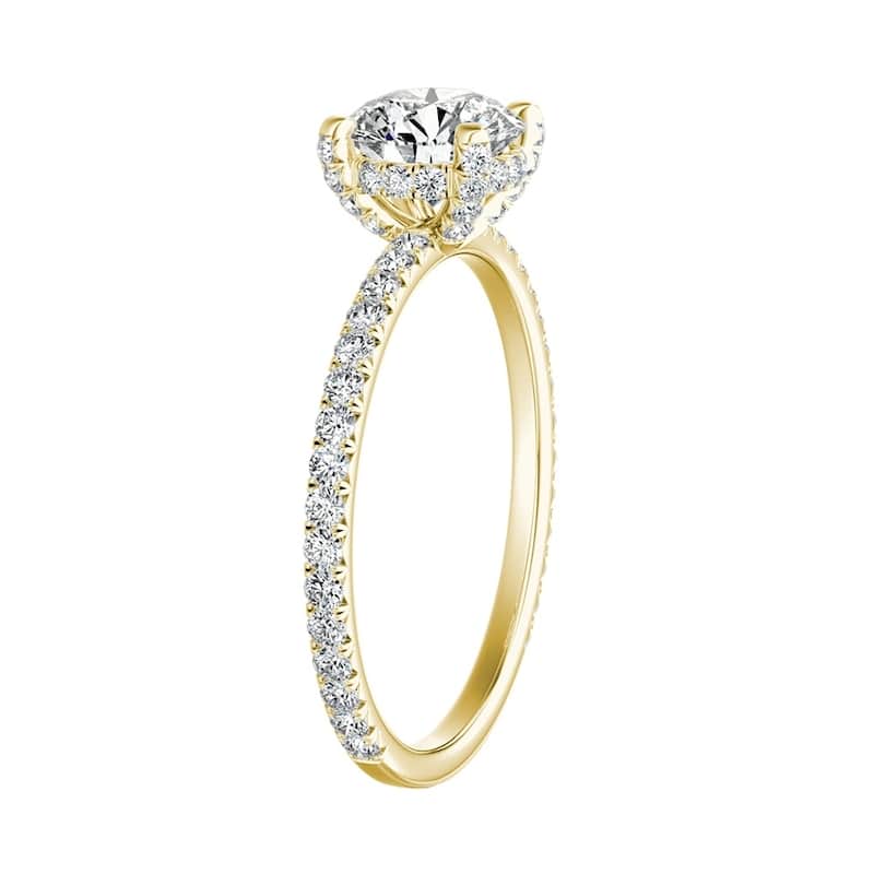 Auriya 14k Gold Classic 1/2ct Moissanite and Diamond Engagement Ring 1/3ctw