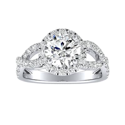 Auriya Round 3/4ct Moissanite and 5/8ct TDW Halo Diamond Infinity Engagement Ring 14k Gold