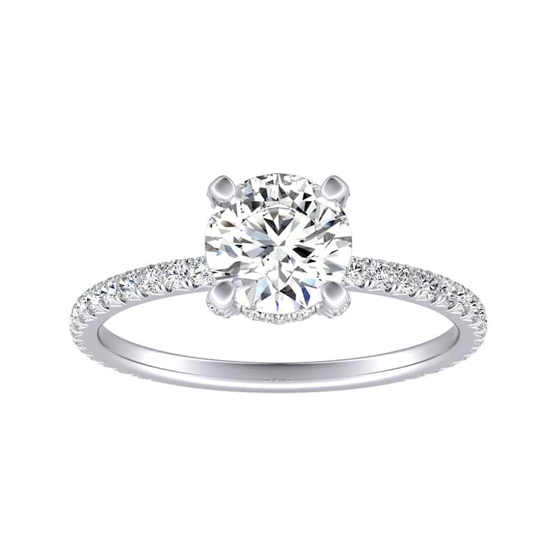 Auriya 14k Gold Classic 1 1/2ct Moissanite and Diamond Engagement Ring 1/3ctw