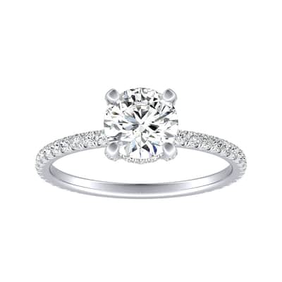 Auriya 14k Gold Classic 1 1/2ct Moissanite and Diamond Engagement Ring 1/3ctw